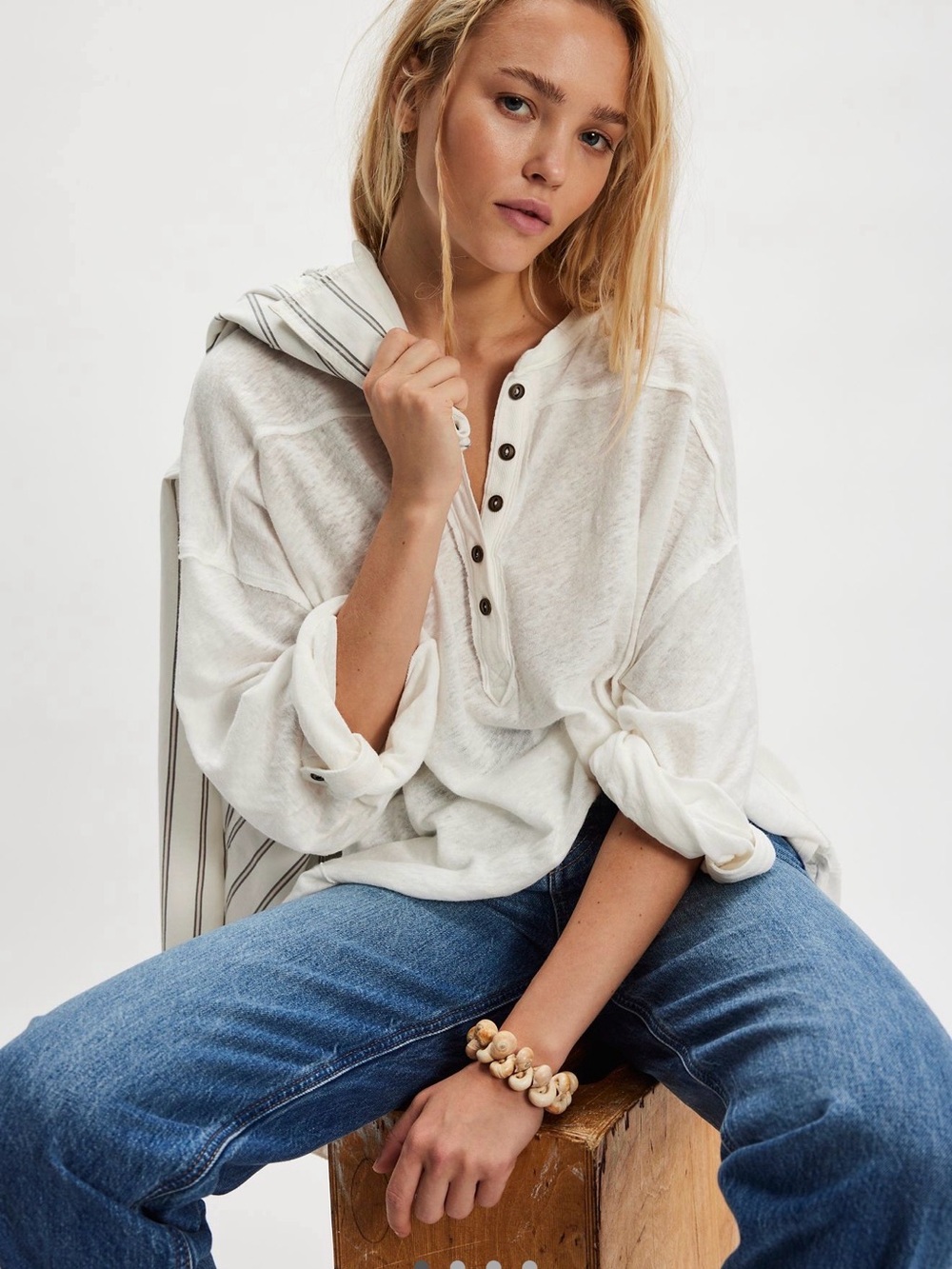 We the free cotton-linen Henley